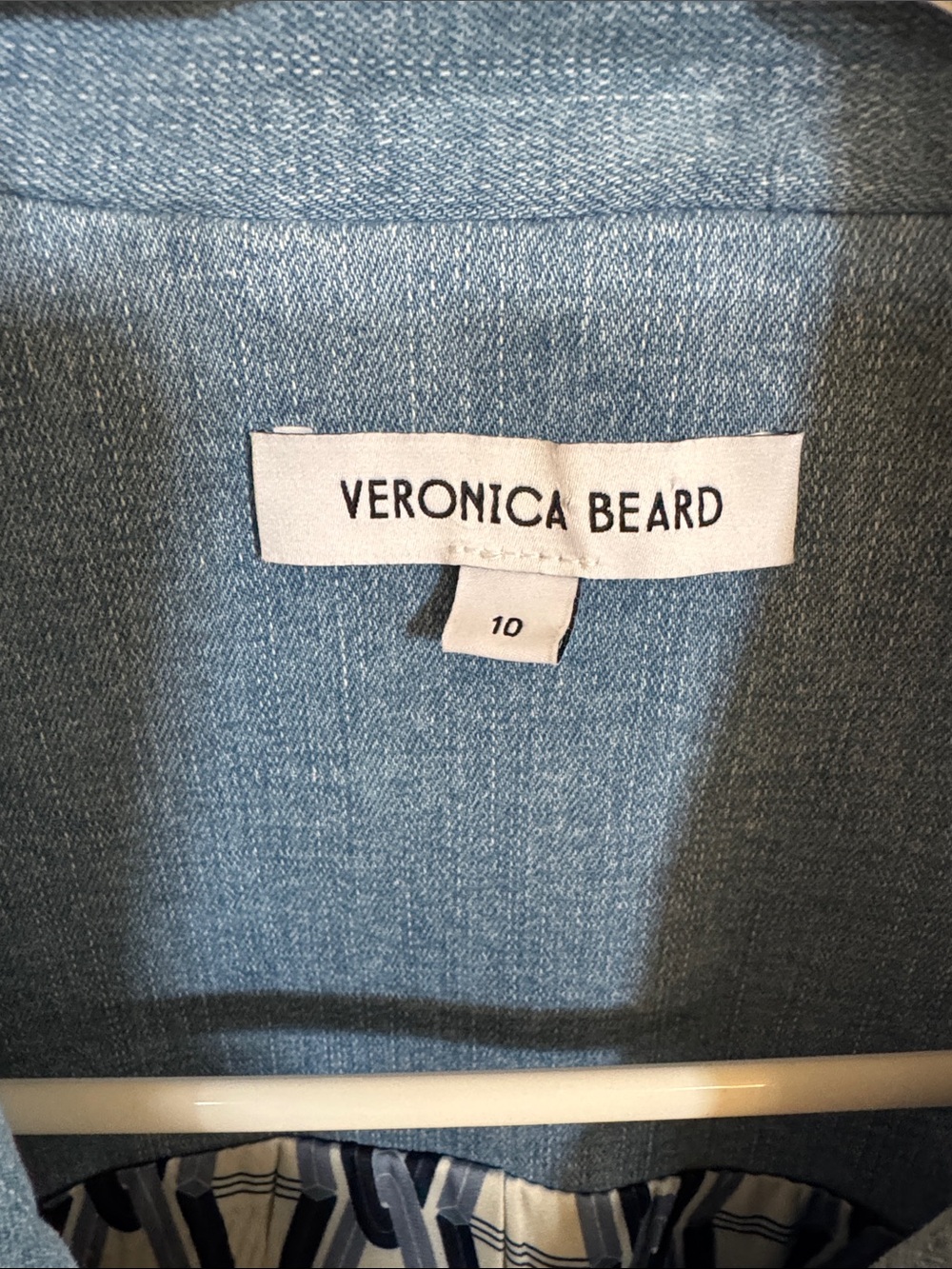 Veronica Beard Sleeveless Double-Breasted Denim Vest Dress in Light Blue - Picture 2 of 4